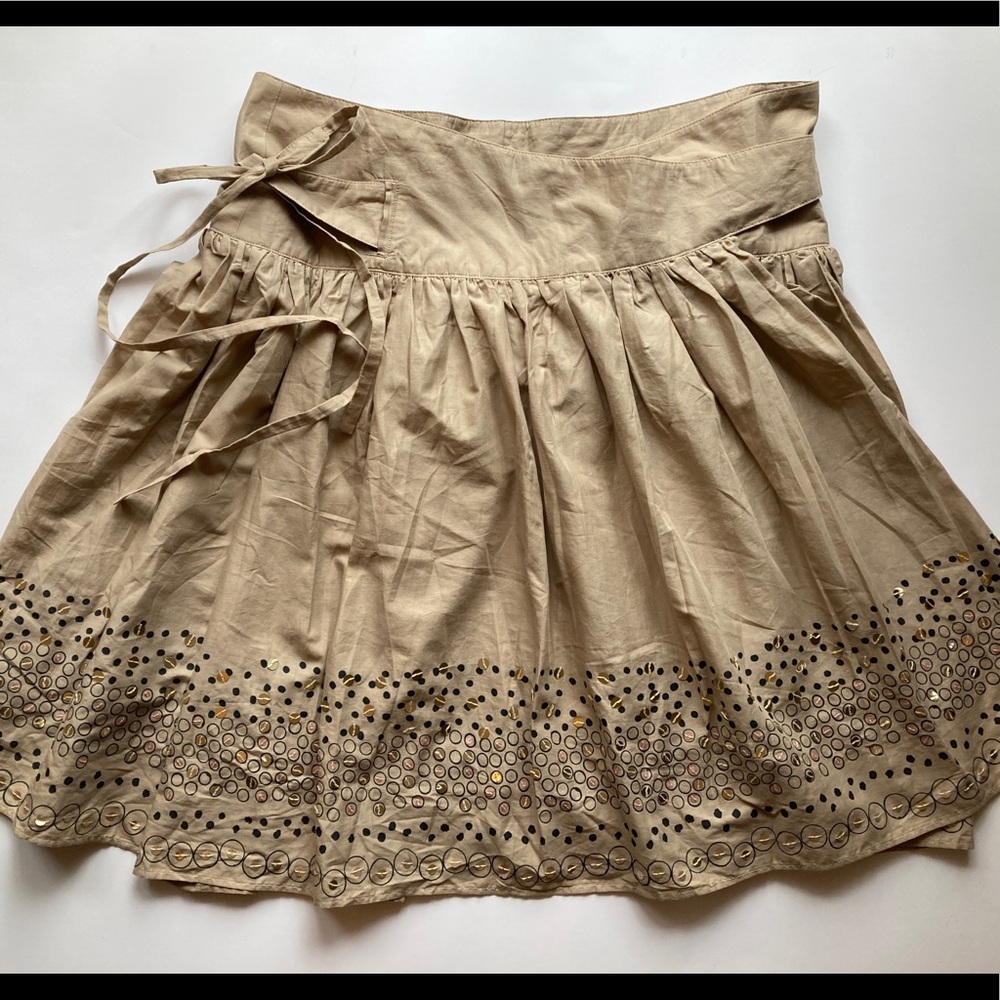 Reiss Toffee Color Embellished Wrap Skirt
